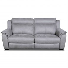 Buffalo 2.5 Seater Sofa with 2 Power Recliners in Silver Grey Fabric & Charcoal Piping