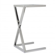 Paramount Glass-Top Sofa Side Table - Polished Stainless Steel