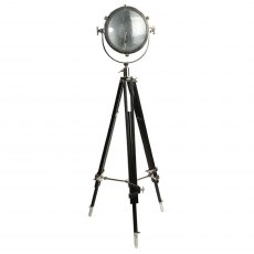 Rolls Headlamp Floor Lamp with Black Wood Tripod