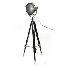Rolls Headlamp Floor Lamp with Black Wood Tripod