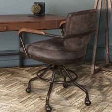 Hudson Office Chair In Grey Leather