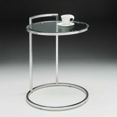 Astoria Circular Sofa Side Table - Polished Stainless Steel