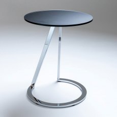 Linn Side Table - Black Glass Top