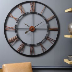 Oversized Metal Skeletal Wall Clock 100cm