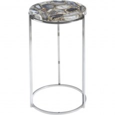 Agate Round Sofa Side Table on Nickel Frame