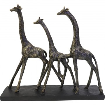 Family of Three Giraffes Sculpture in Antique Silver Finish