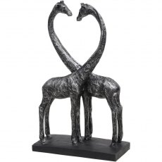 Giraffes In Love Sculpture in Antique Silver Finish