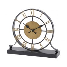 London Black and Antique Brass Skeleton Mantel Clock