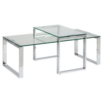 Katrine Coffee & Lamp Table Set with Clear Glass Tops