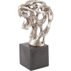 Abstract Tiger Head Sculpture in Silver Finish