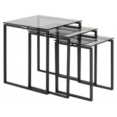 Katrine Nest of Tables - Smokey Glass Tops with Black Frame