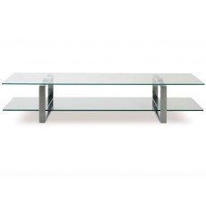 Katrine TV Table with Clear Glass Tops & Chrome Frame