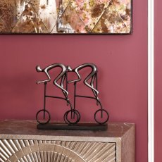 Abstract Cyclist Sculpture in Gunmetal Grey