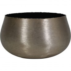 Java Brushed Gold Metal Round Planter