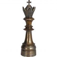 Chess Piece King Sculpture 13x45cm in Antique Gold Textured Aluminium