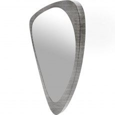 Matera Iron Framed Abstract Small Wall Mirror In Brushed Grey Finish