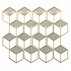 Hexagonal Mirror Set In Aged Champagne Finish