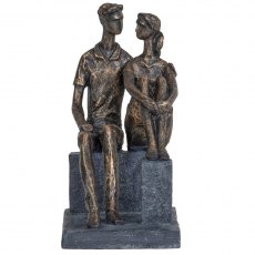 Couple Sitting on a Block in Bronze Finish