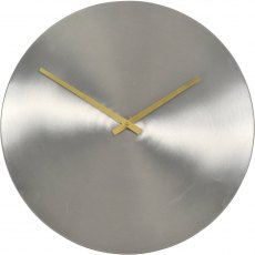 Minimalist Brushed Silver Wall Clock with Brass Hands 38cm