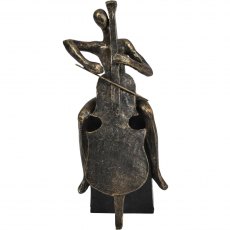 Symbolising Jacqueline du Pré Cellist on Block Sculpture in Antique Bronze Finish