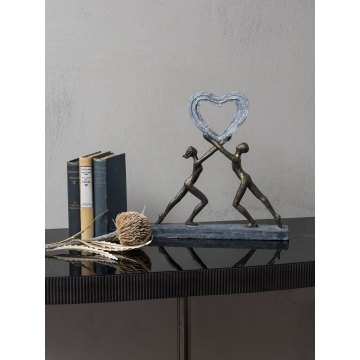 Uplifting Love Couple with Heart Resin Sculpture