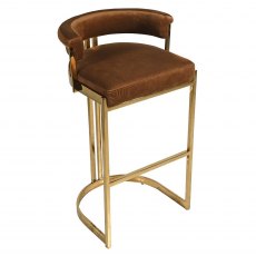 Caramel Velvet Art Deco Bar Chair