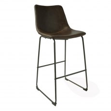 Calvi Bar Stool In Chestnut Faux Leather