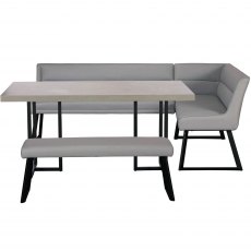 Lauren Concrete-Effect Top Set: 135cm Dining Table, Corner Bench (Left) and Low Bench