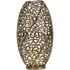 Coral Aluminium Barrel Vase in a Gold Finish