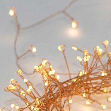 Copper Cluster - 80 Warm White LED Light Chain - Battery/Timer Operated