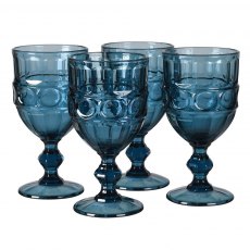 Blue Wine Goblets - Set of 4