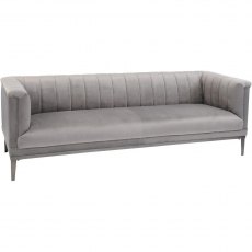 Belgravia Three Seater Sofa In Grey Velvet Fabric