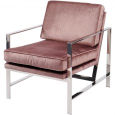 Caverly Club Chair In Rose Velvet Fabric