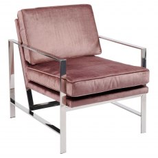 Caverly Club Chair In Rose Velvet Fabric