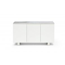 Milano Three Door Ceramic-Top Sideboard in Gloss White Lacquer