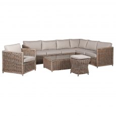 Salerno Aluminium & Synthetic Resin Rattan Garden Corner Group Set (Excludes Coffee Table)