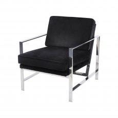 Caverly Club Chair In Black Velvet Fabric