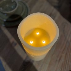 Flameless Triple LED (Warm White) Wax Candle with Timer 25cm