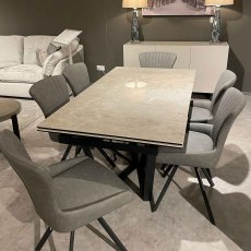 Aquila Dining Set - End Extending Table in Ceramic and Six Victoria Swivel Chairs
