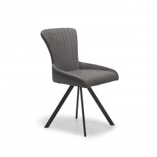 Victoria Swivel Dining Chair in Light Grey Ribbed Faux Saddle Leather