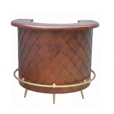 Curved Home Bar In Cognac Leather