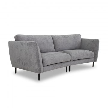 California Three Seater Curved Sofa (Split) In Level Three Grappa Fabric & In M10 Black Metal Leg