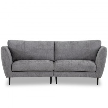 California Three Seater Curved Sofa (Split) In Level Three Grappa Fabric & In M10 Black Metal Leg