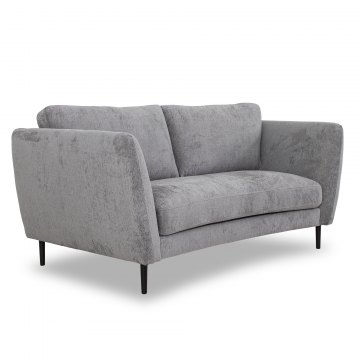 California Two Seater Curved Sofa In Level Three Grappa Fabric & In M10 Black Metal Leg