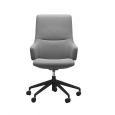 Stressless Mint High-Back Home Office Chair with Arms in Batick Wild Dove Leather & Matt Black