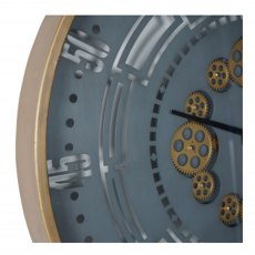 Brunel Industrial Round Wall Clock In Grey/Gold Finish
