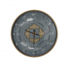 Brunel Industrial Round Wall Clock In Grey/Gold Finish