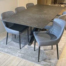 Heaven Ceramic Top Dining Table with 6 x Ontario Dining Chairs in Grey