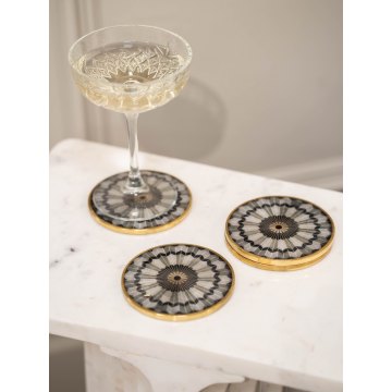 Black Circular Design Set of 4 Coasters