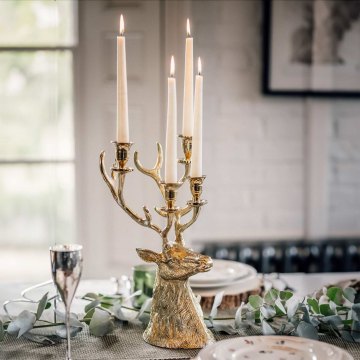 Gold Stag Taper Candle Holder
